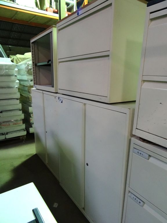 2x Bisley white metal 2 door storage cupboards, 10...