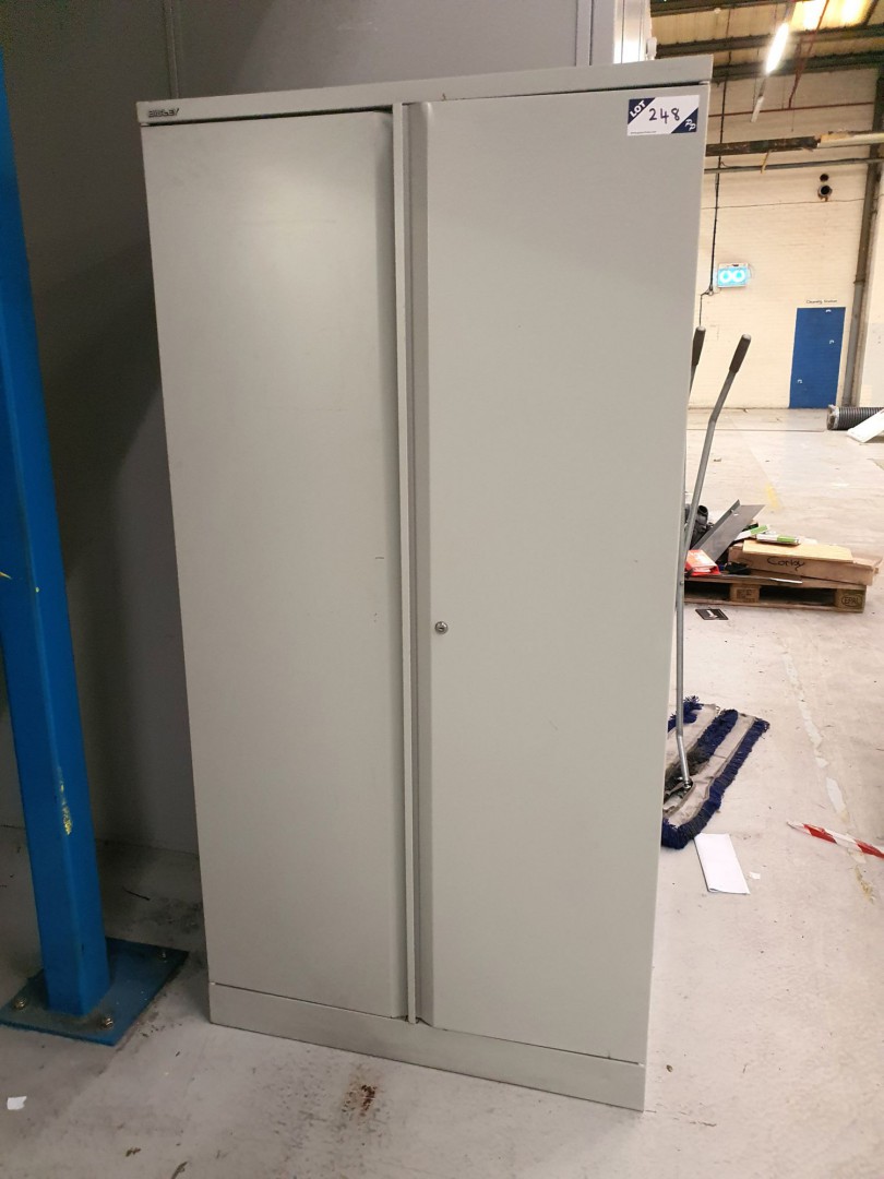 Bisley grey metal 2 door storage cupboard, 920x180...