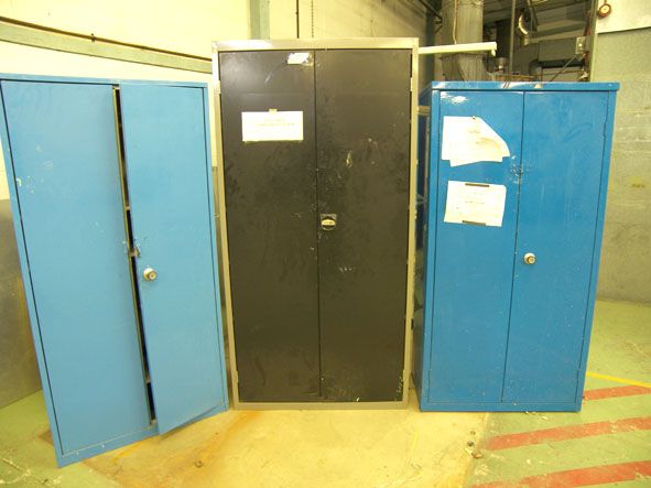 3x various size 2 door metal storage cupboards