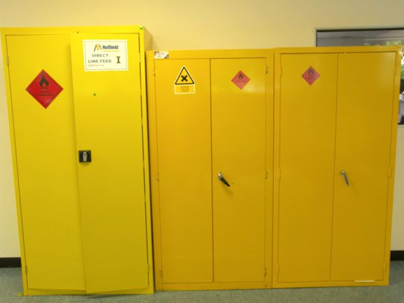 3x Flammable / chemical storage cupboards