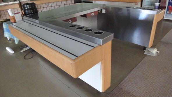 U' shape pay desk station with stainless steel top
