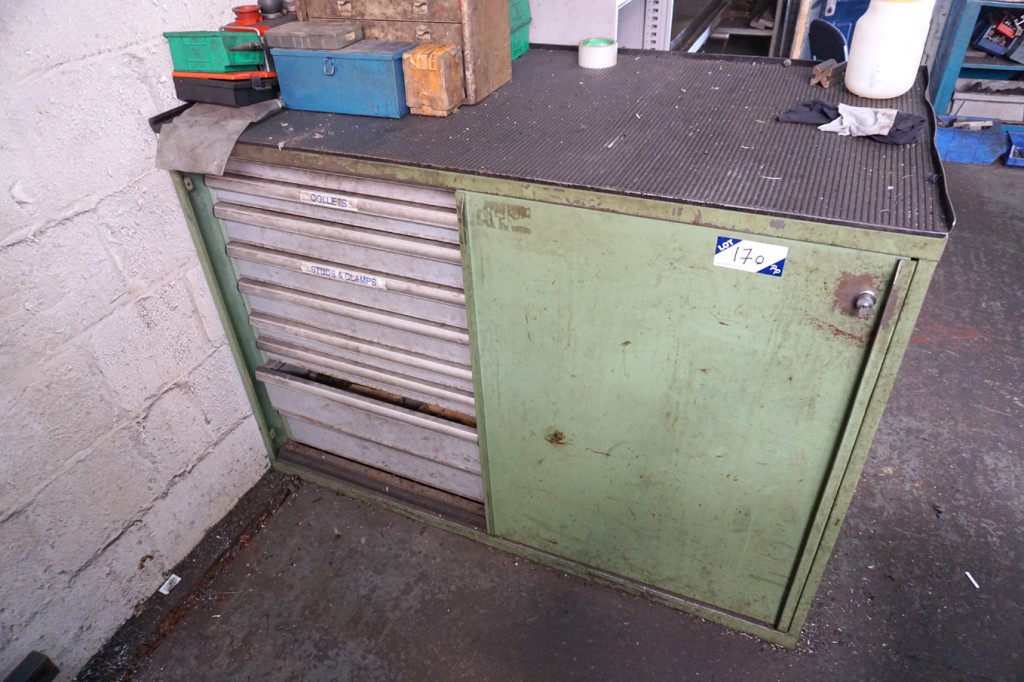 Twin green metal sliding door storage cabinet, mul...