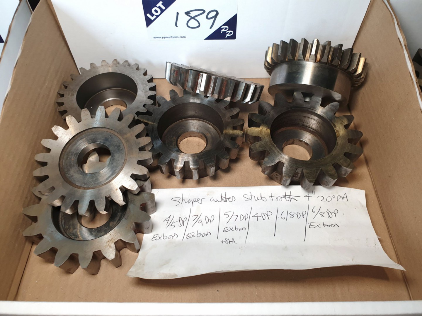 8x various 4" stub tooth shaper cutters, 20deg PA,...