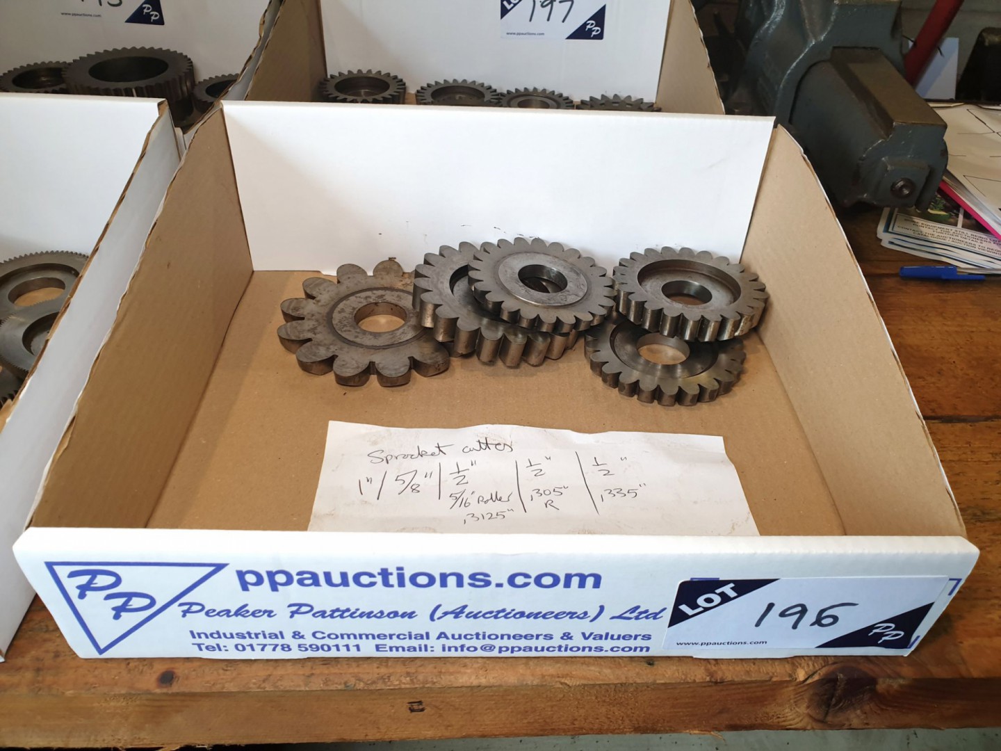 5x various sprocket cutters, 1", 5/8", 1/2" / 5/16...