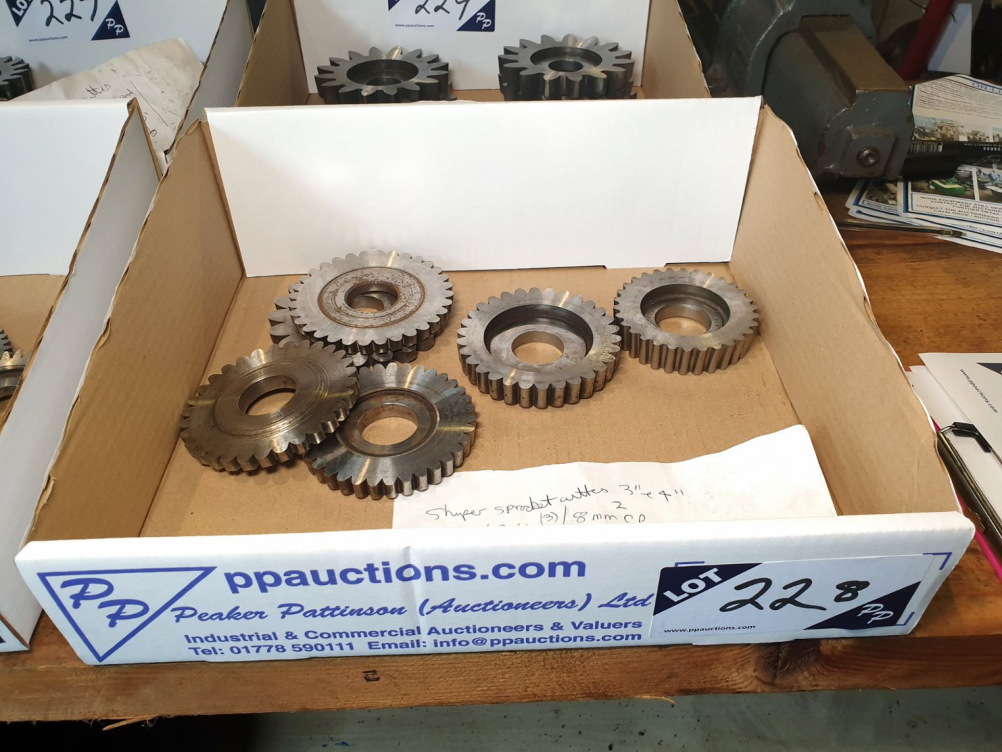 6x various 3" & 4" sprocket shaper cutters, 5/8" C...
