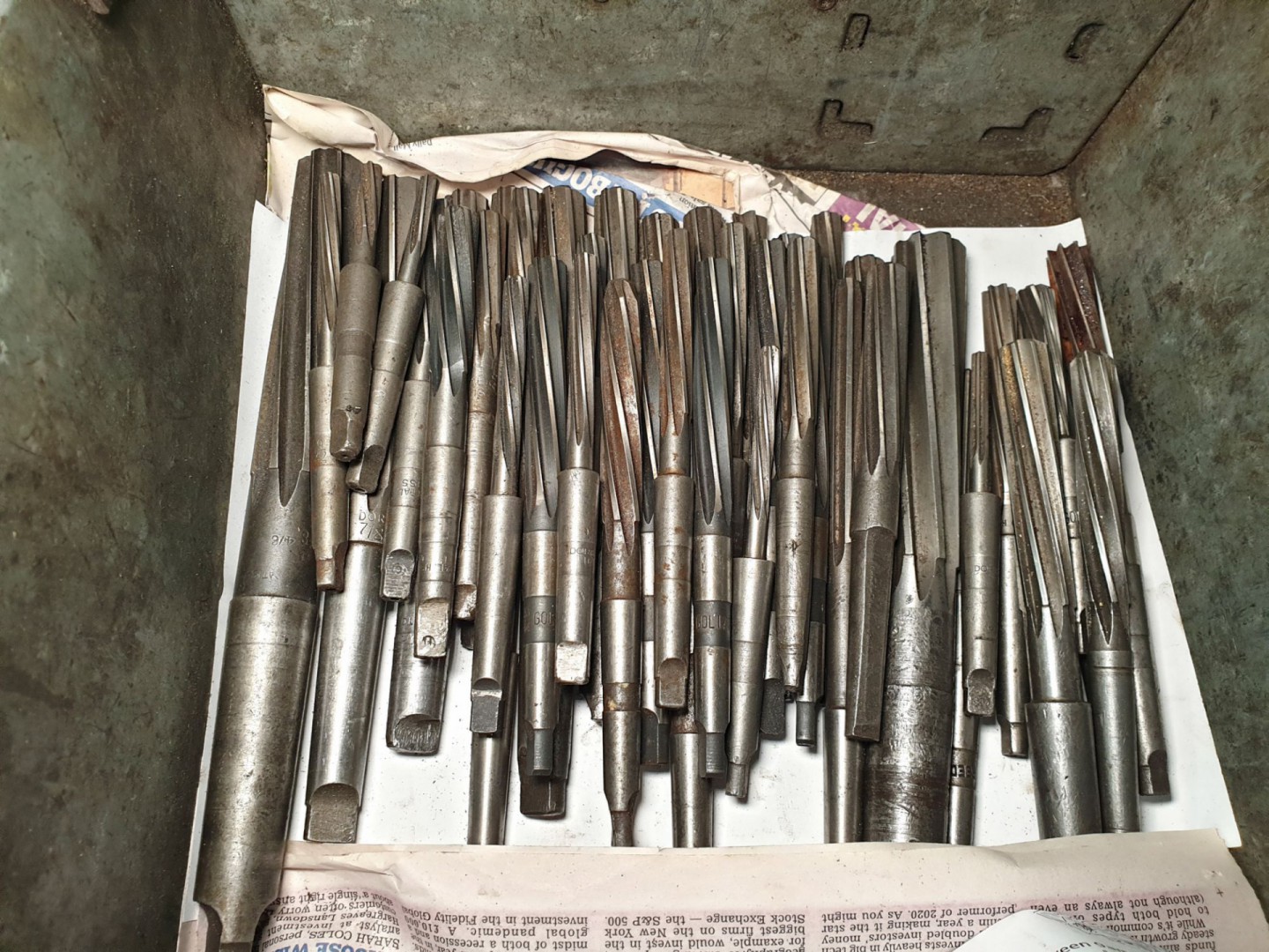 Qty various HSS taper shank imperial reamers