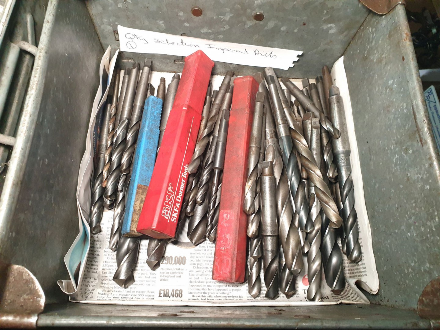 Qty various HSS imperial taper shank imperial twis...