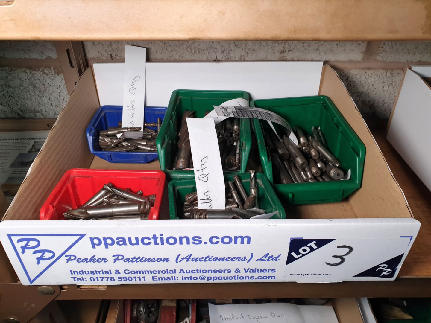 Qty various HSS slot drills & end mills