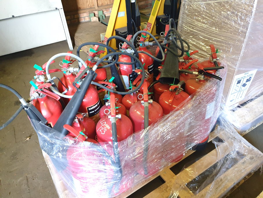 Qty various fire extinguishers inc: foam, carbon d...