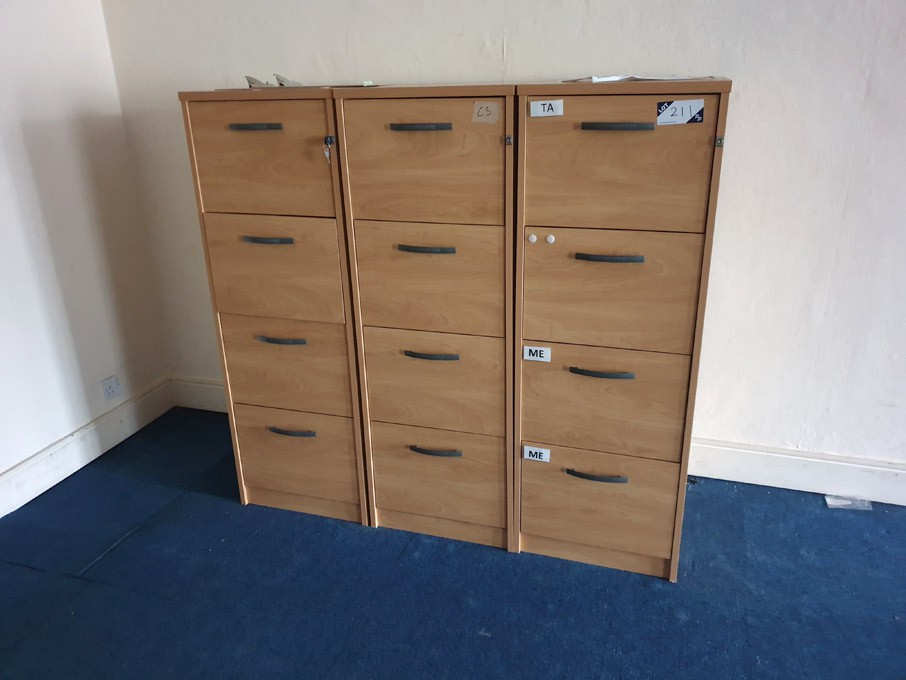 7x 4 drawer wooden filling cabinet