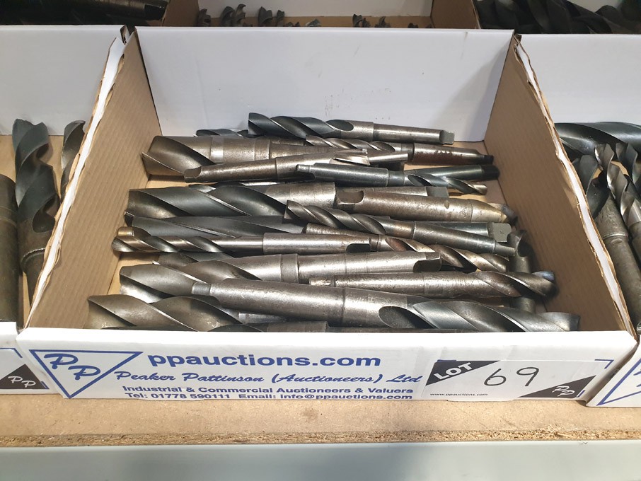 Qty HSS taper shank twist drills to 1 5/16" approx