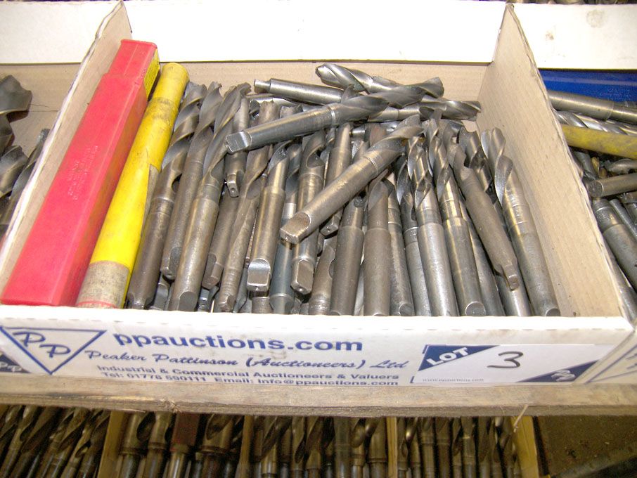 Qty HSS taper shank twist drills to 11/16" approx