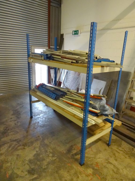 Qty various light duty storage racking with boards...