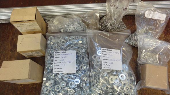 Qty M10 & M5 nuts, flat washers & M5/M6 threaded b...