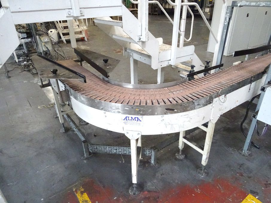25m Alma 300mm wide powered track conveyor, curved...