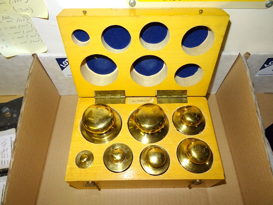 Brass weight set, 50g to 2kg in case