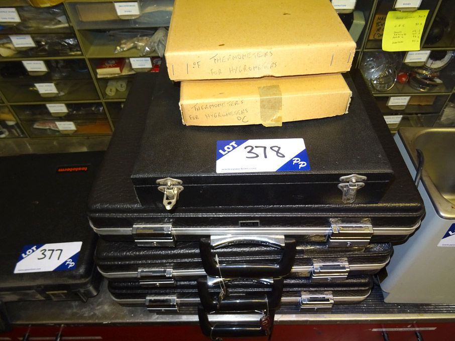 Qty various hygrometers in cases