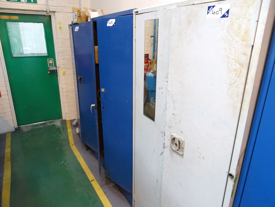 3x 2 door storage cupboards with contents inc: ele...