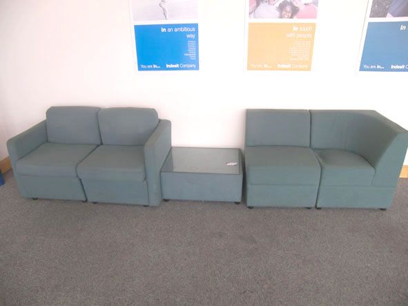 Green upholstered reception furniture inc: 2x 2 se...