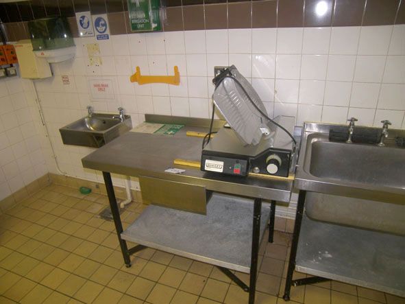 Hobart S6-350 meat slicer & 2x stainless steel pre...