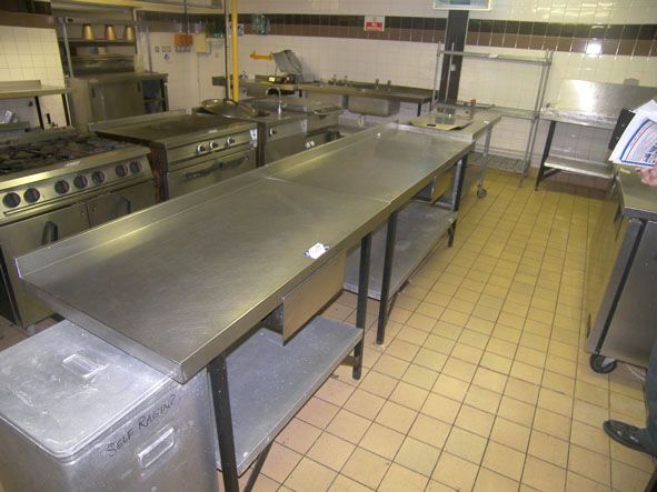2x stainless steel preparation table, trolley, sto...