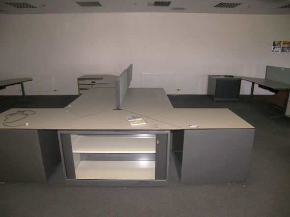 5x computer workstations with roller shutter stora...