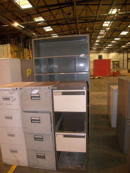 3x metal filing cabinets, multi compartment storag...