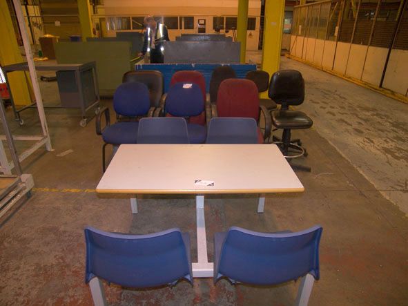 4 seat canteen table & Qty various chairs