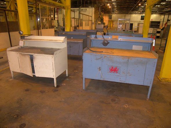 2x metal workbenches, 1530x760mm