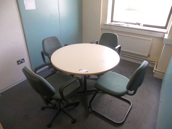 1000mm diameter meeting table with 4x upholstered...