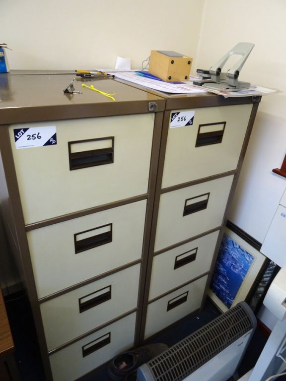 2x Silverline brown metal 4 drawer filing cabinets...