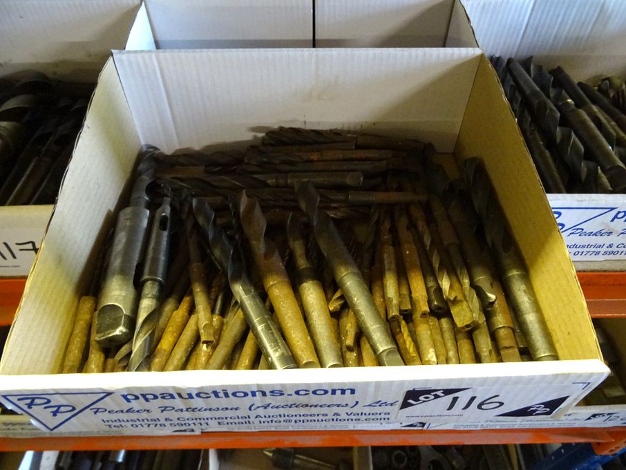 Qty HSS taper shank twist drills to 49/64" approx