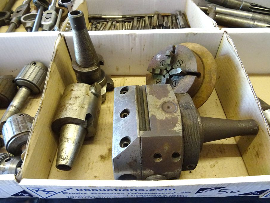 Burnerd 4" 4 jaw chuck, 2x taper milling tools & 5...