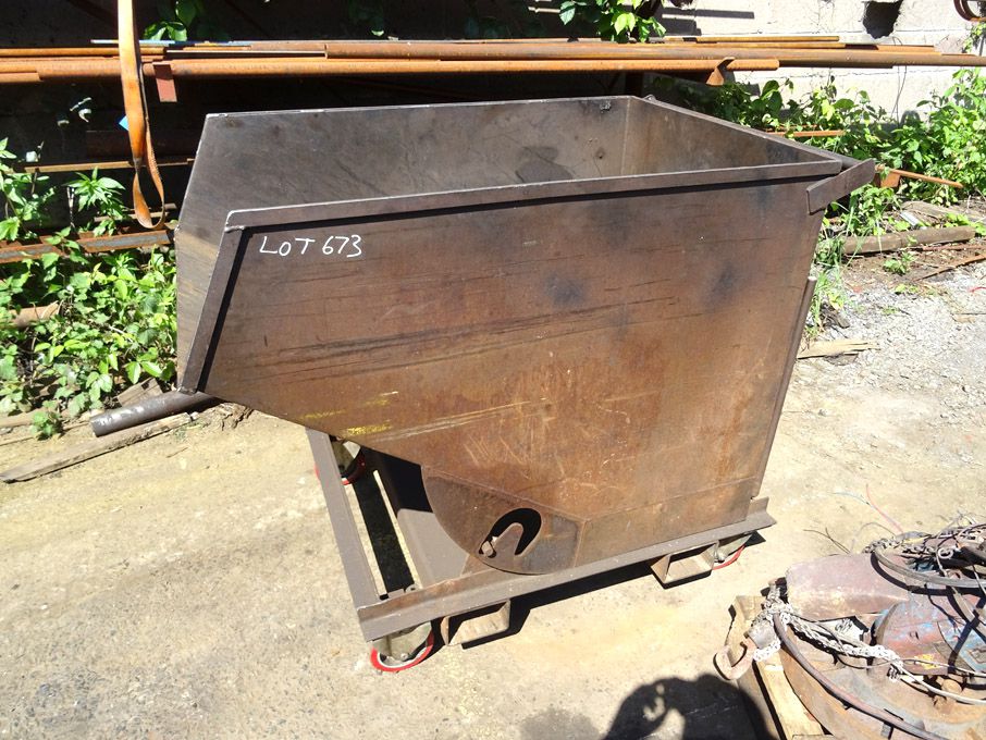 Mobile metal forkable tipping skip, 800x1000x1200m...