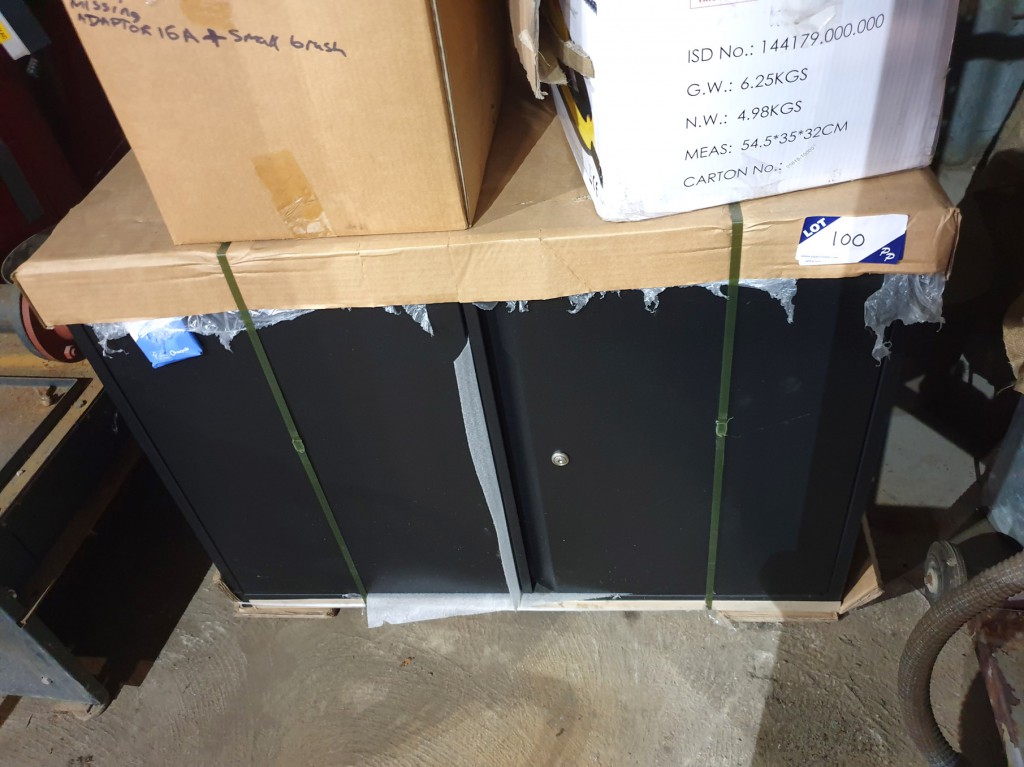 Black metal 2 door storage cupboard, 1000x700x600m...
