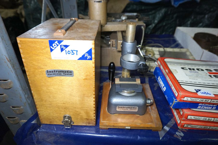 Intrumatic hardness tester stand in wooden box - L...