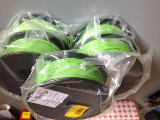 5 reels (100m / 300g per reel) ABS 1.75mm green 3D...
