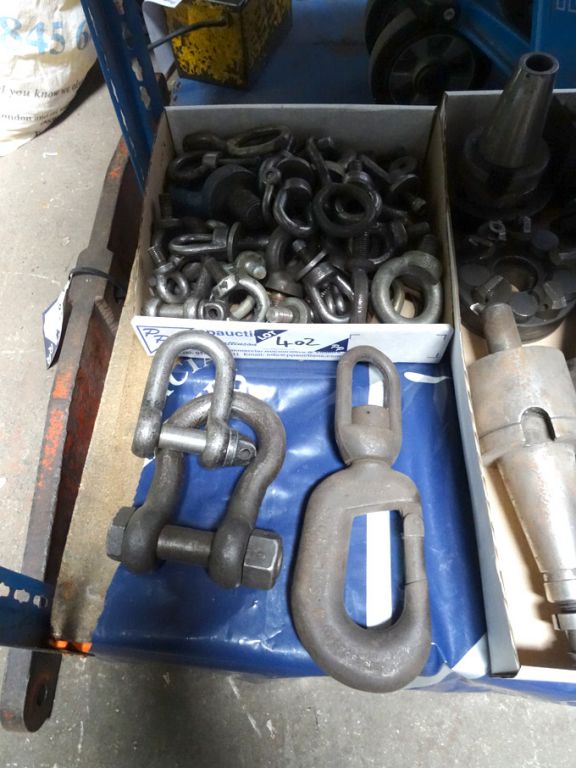 Qty various size eyebolts and shackles - lot locat...