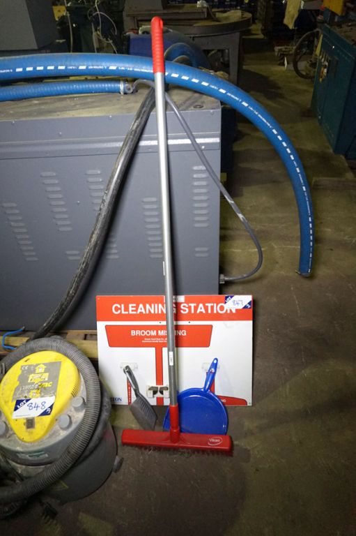 Viken wall mounted cleaning station inc: broom, du...