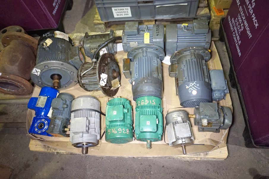Qty various electric motors on pallet inc: Motorva...