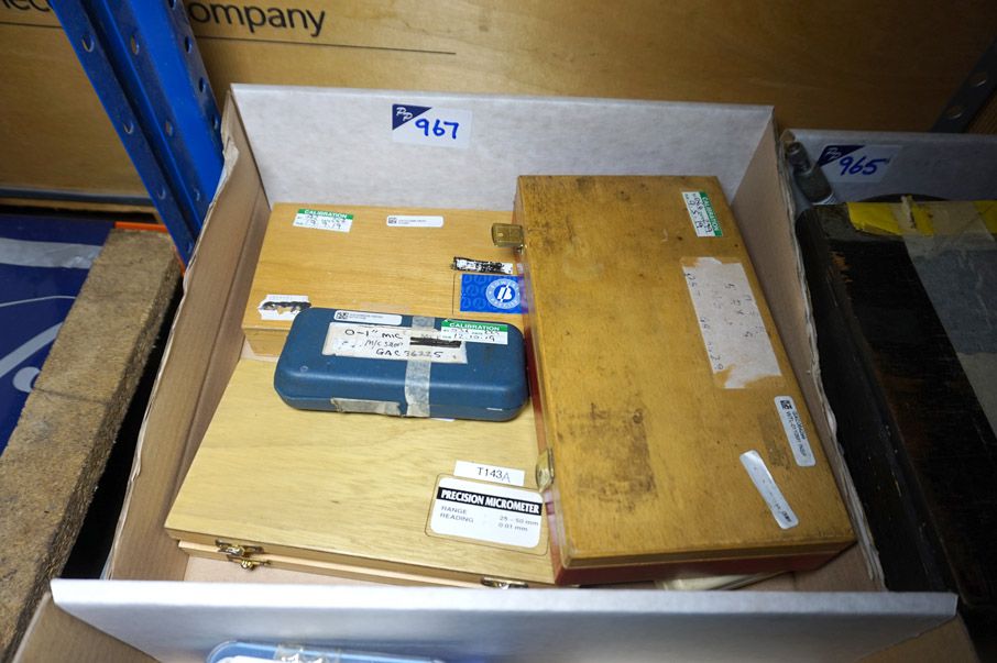 Qty various precision micrometers inc Bowers, Heli...