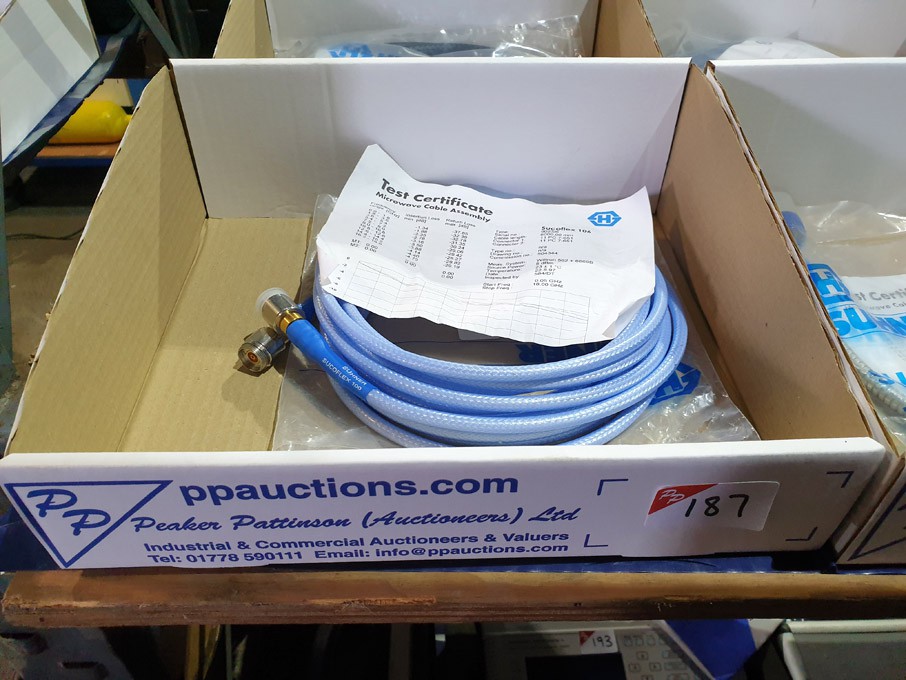 Huber & Suhner 106 RF cable in bag with test resul...