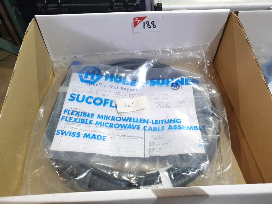 Huber & Suhner 106PA RF cable in bag with test res...