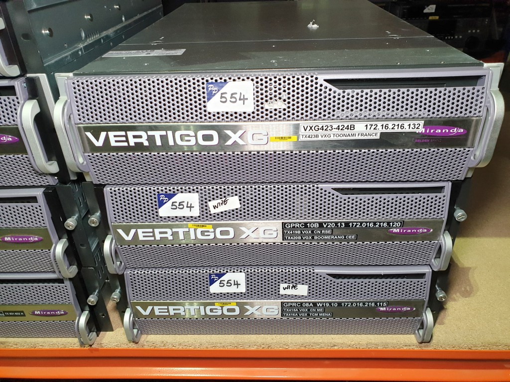 3x Miranda Vertigo XG media servers