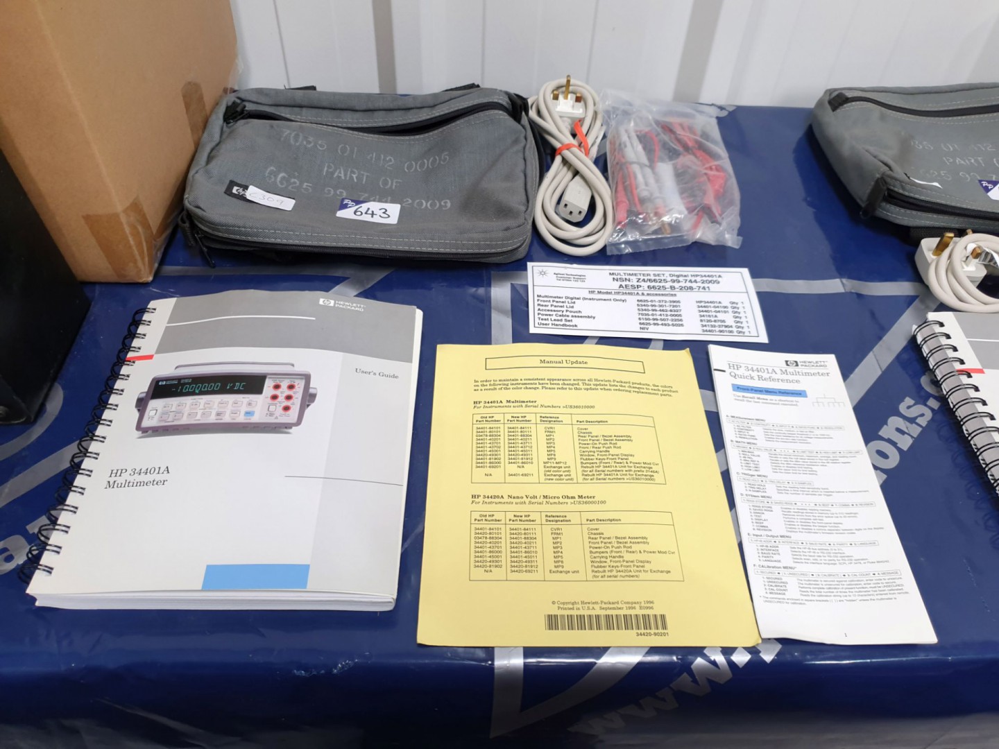 HP / Agilent 34401A accessory kit in pouch with ma...
