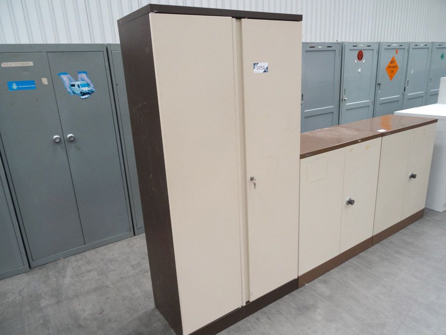 3x Brown & cream 2 door storage cabinets, 1x 910x4...