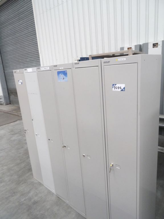 6x Bisley grey single lockers, 300x460x1800mm high