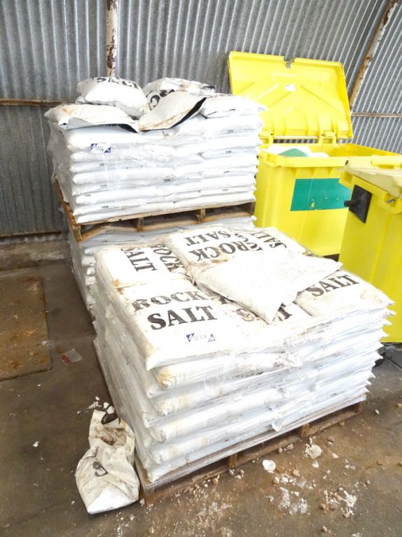 150 bags approx rock salt on 3 pallets