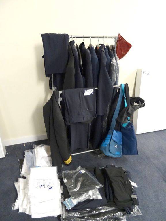 Qty various male / female suits, shirts, trousers...