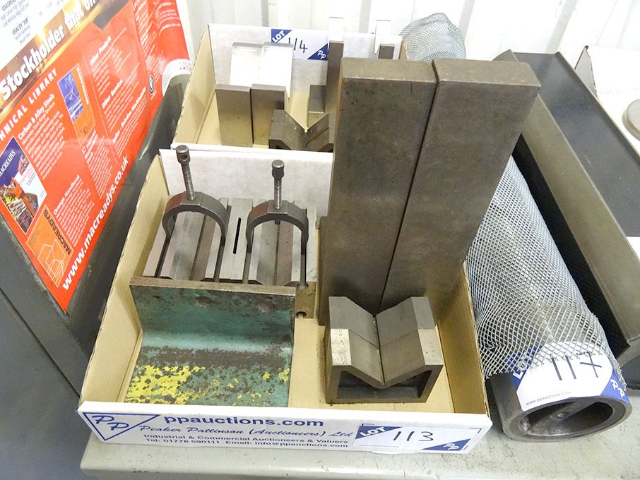 Qty various Vee blocks, CI angle plates